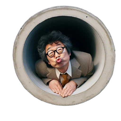 staff, face, individual, casual, outfit, emerges, cylindrical, structure transparent PNG cut-out