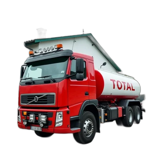 car, photorealistic, 3d render, concept art, red, white, tanker, truck transparent PNG cut-out