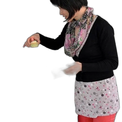 jacket, food, staff, jewelry, 3d render, concept art, photorealistic, woman transparent PNG cut-out
