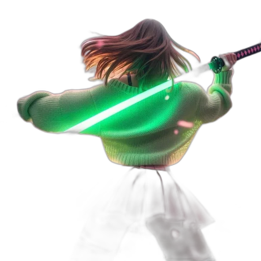 sword, weapon, staff, 3d render, concept art, fantasy art, green, woman transparent PNG cut-out