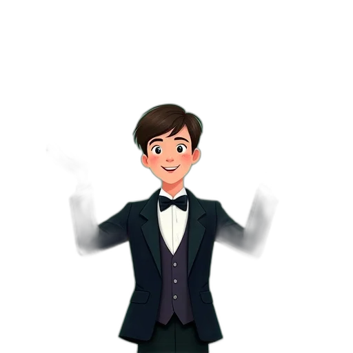 staff, jacket, cartoon, pixel art, concept art, 3d render, cover, disappearing transparent PNG cut-out