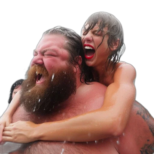 underwater, rain, fire, two, people, share, laughter, amid transparent PNG cut-out