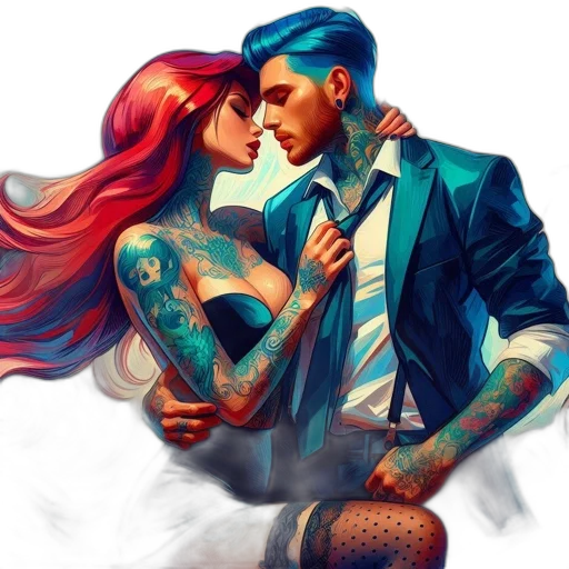 comic book art, cyberpunk, fantasy art, concept art, neon lights, fire, outer space, blue transparent PNG cut-out