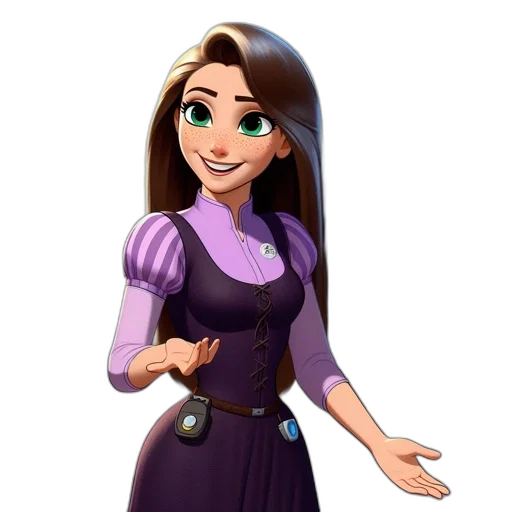 staff, dress, jewelry, face, cartoon, 3d render, concept art, fantasy art transparent PNG cut-out