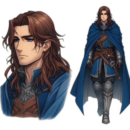 fantasy art, concept art, pixel art, comic book art, blue, dark, earth tones, two transparent PNG cut-out
