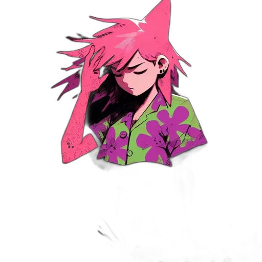 jacket, hat, dress, hair, vaporwave, pixel art, concept art, anime transparent PNG cut-out
