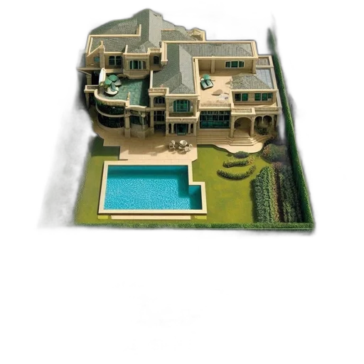building, 3d render, concept art, photorealistic, pixel art, green, two, contrasting transparent PNG cut-out