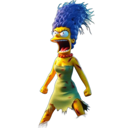 animal, creature, dress, 3d render, concept art, marge, simpson, exaggerated transparent PNG cut-out