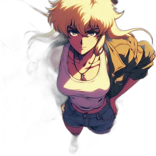 jacket, staff, anime, concept art, pixel art, watercolor, neon lights, fire transparent PNG cut-out