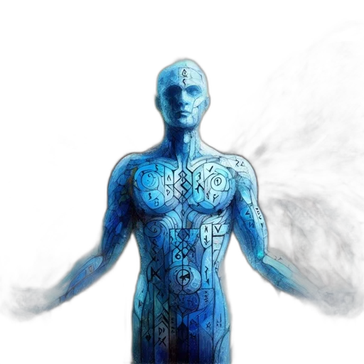 robot, concept art, fantasy art, comic book art, 3d render, blue, anthropomorphic, figure transparent PNG cut-out
