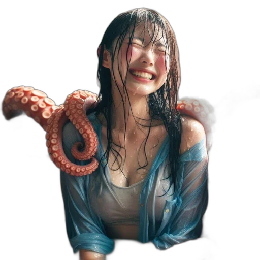 creature, animal, hair, umbrella, photorealistic, 3d render, concept art, oil painting transparent PNG cut-out