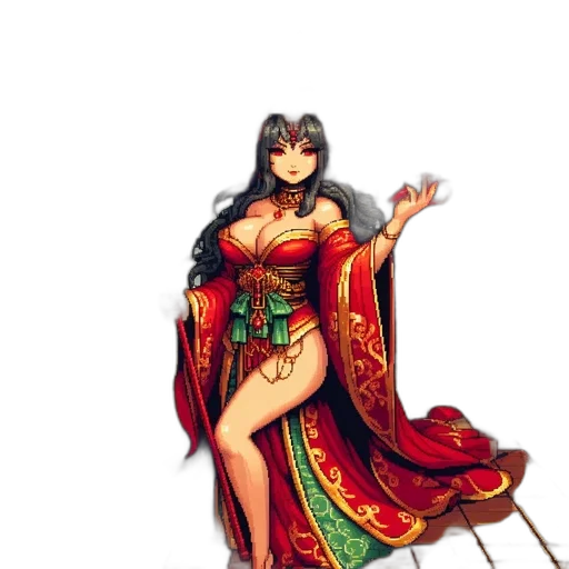 dress, fantasy art, concept art, pixel art, comic book art, red, female, figure transparent PNG cut-out