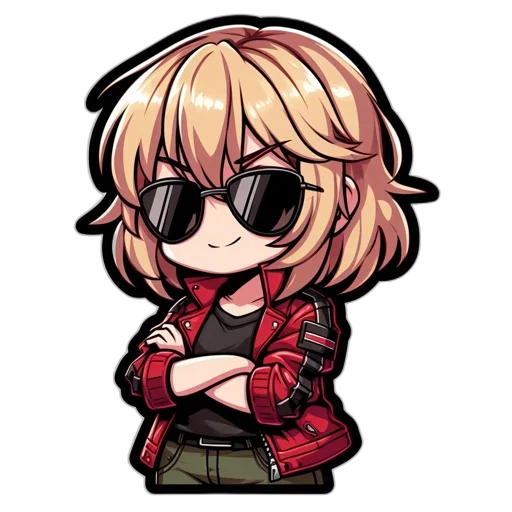 jacket, staff, pixel art, anime, cartoon, vaporwave, red, stylized transparent PNG cut-out