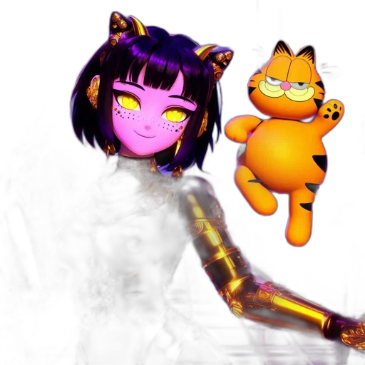 creature, animal, vaporwave, anime, concept art, 3d render, outer space, fire transparent PNG cut-out