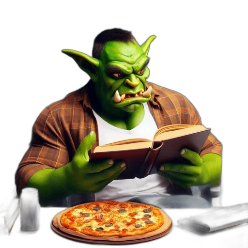 food, concept art, comic book art, fantasy art, 3d render, orc-like, figure, reads transparent PNG cut-out