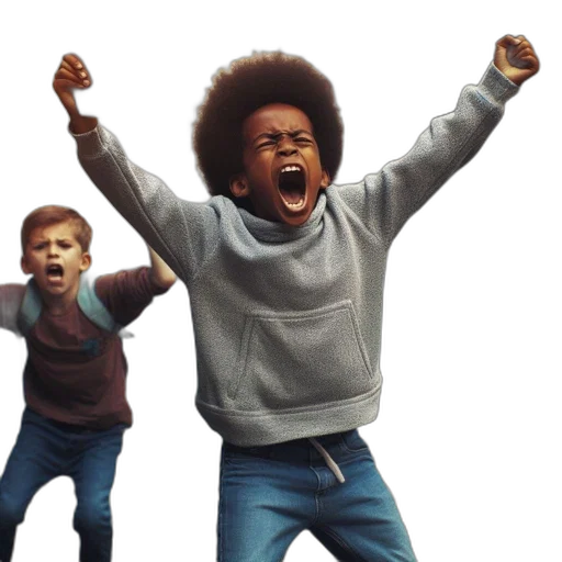 two, young, children, amidst, chaos, amid, urban, setting transparent PNG cut-out