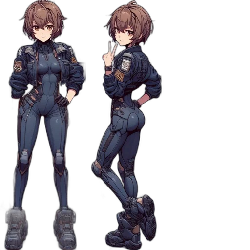 jacket, robot, weapon, concept art, cyberpunk, pixel art, anime, dark transparent PNG cut-out
