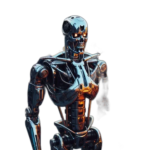 robot, concept art, comic book art, 3d render, cyberpunk, polished, menacing, stands transparent PNG cut-out