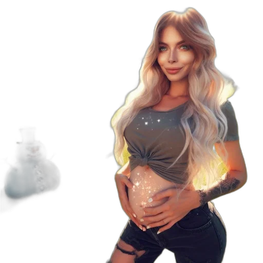 concept art, photorealistic, fantasy art, watercolor, fire, woman, long, blond transparent PNG cut-out
