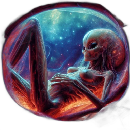 jewelry, creature, fantasy art, concept art, watercolor, photorealistic, outer space, alien transparent PNG cut-out