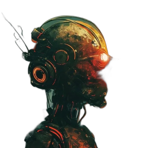 robot, mask, face, cyberpunk, concept art, comic book art, 3d render, outer space transparent PNG cut-out