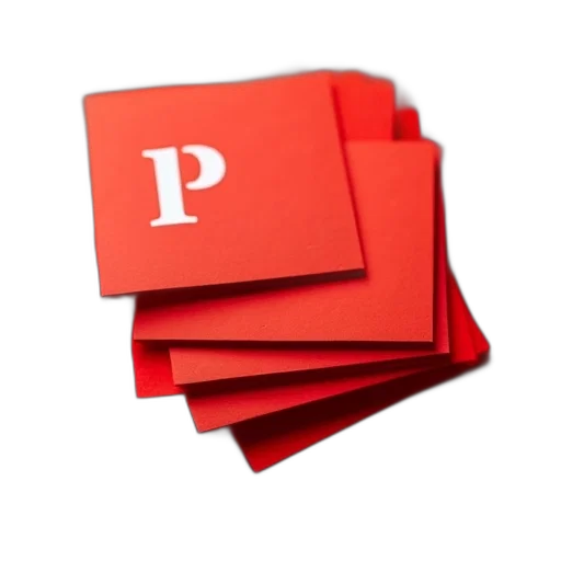3d render, photorealistic, red, series, paper, cards, white, text transparent PNG cut-out