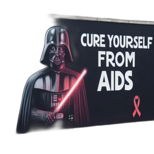 image, shows, billboard, adorned, darth, vader, silhouette, words transparent PNG cut-out