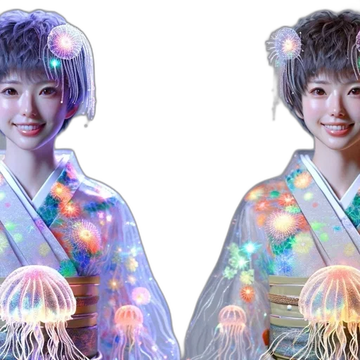 photorealistic, 3d render, anime, vaporwave, outer space, pastel, blue, illustration transparent PNG cut-out