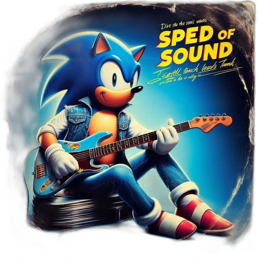 concept art, pixel art, comic book art, 3d render, sonic, hedgehog, portrayed, playing transparent PNG cut-out