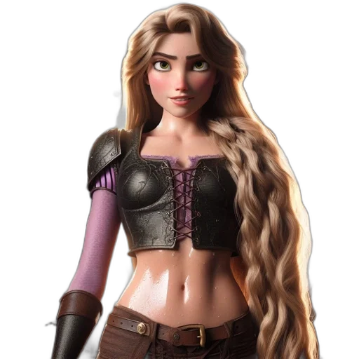 hair, fantasy art, concept art, 3d render, comic book art, animated, female, character transparent PNG cut-out