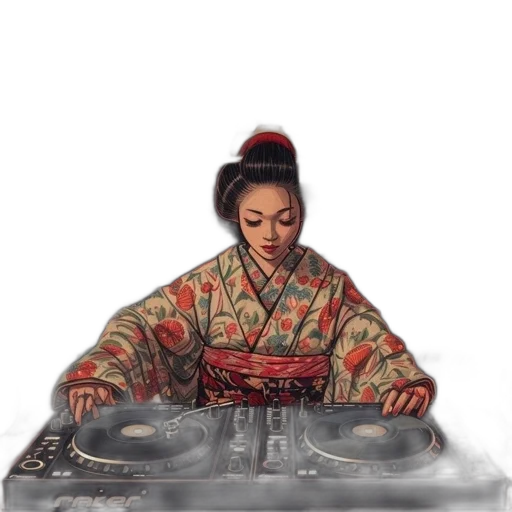 jewelry, photorealistic, pixel art, concept art, oil painting, woman, kimono, djs transparent PNG cut-out
