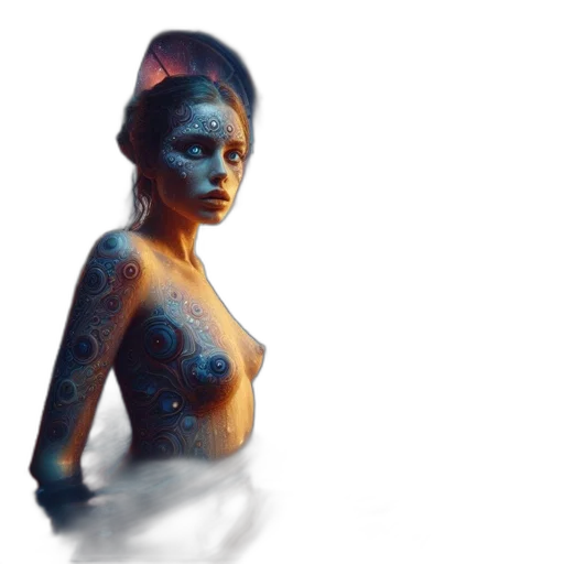 dress, crown, 3d render, concept art, fantasy art, photorealistic, outer space, underwater transparent PNG cut-out