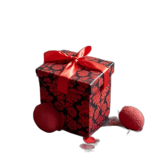 jewelry, furniture, food, 3d render, photorealistic, red, black, floral transparent PNG cut-out