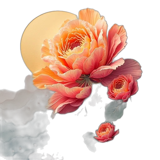 flower, crown, jewelry, face, photorealistic, watercolor, 3d render, oil painting transparent PNG cut-out