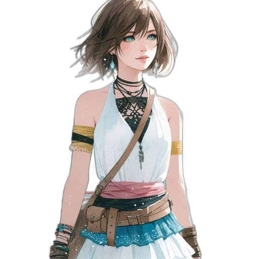 staff, dress, sword, weapon, concept art, fantasy art, pixel art, anime transparent PNG cut-out