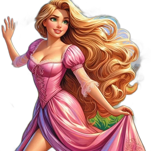 dress, fantasy art, cartoon, photorealistic, comic book art, woman, pink, lace transparent PNG cut-out
