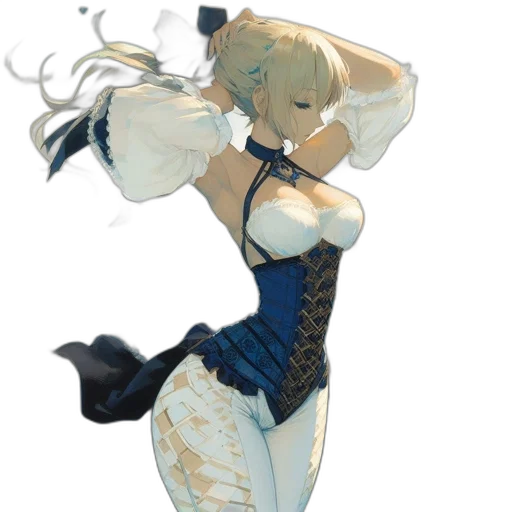 dress, staff, weapon, concept art, pixel art, anime, fantasy art, blue transparent PNG cut-out