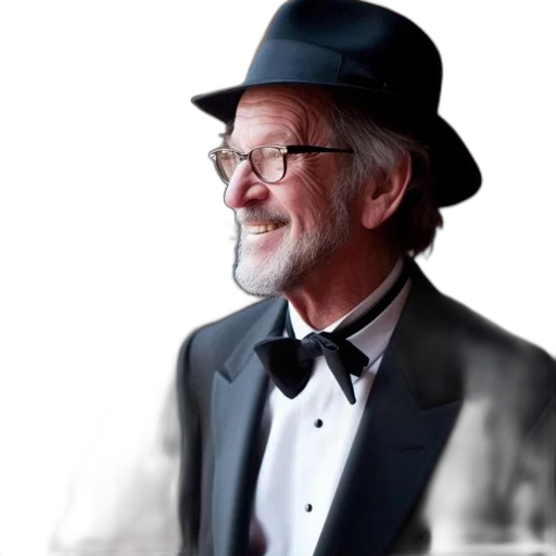 hat, photorealistic, older, gentleman, black, tuxedo, smiles, festive transparent PNG cut-out