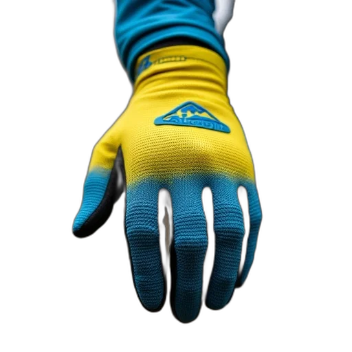 3d render, mountain, biking, gloves, yellow, blue transparent PNG cut-out