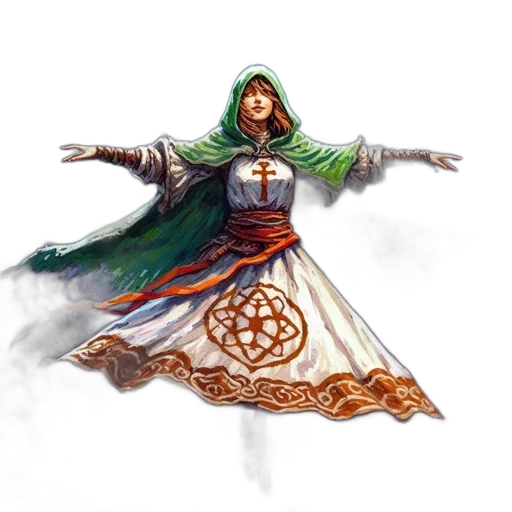 staff, sword, concept art, fantasy art, pixel art, comic book art, green, woman transparent PNG cut-out