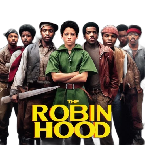 poster, robin, hood, featuring, diverse, ensemble, set, against transparent PNG cut-out