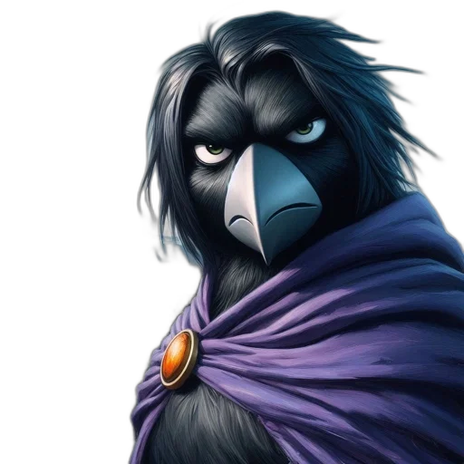 mask, concept art, fantasy art, photorealistic, comic book art, anthropomorphic, bird, gazes transparent PNG cut-out