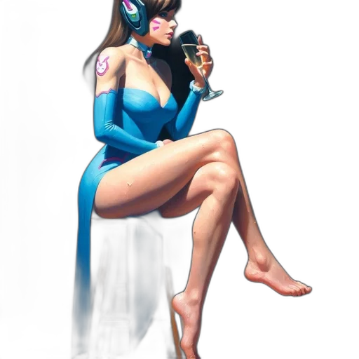 dress, robot, mask, concept art, fantasy art, cyberpunk, pixel art, blue transparent PNG cut-out