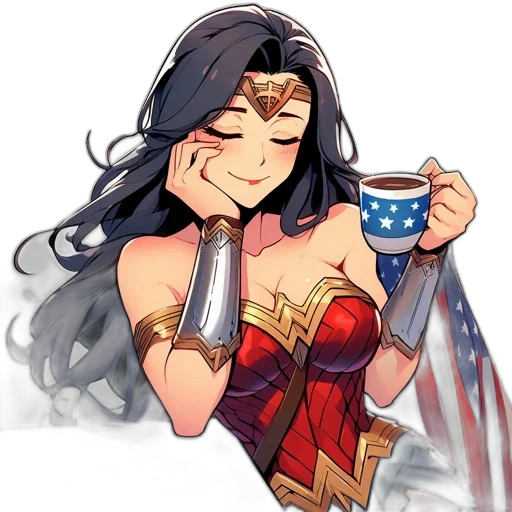 comic book art, cartoon, anime, pixel art, wonder, woman, her, signature transparent PNG cut-out