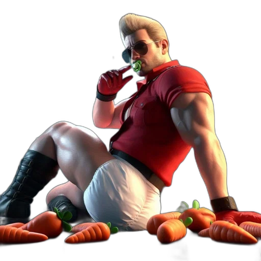 food, concept art, 3d render, photorealistic, pixel art, red, athletic, man transparent PNG cut-out