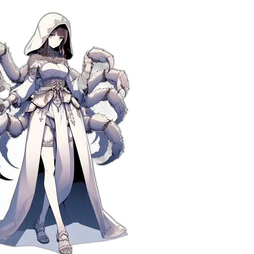 concept art, pixel art, fantasy art, anime, monochrome, diverse, array, female transparent PNG cut-out