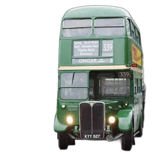 green, double-decker, bus, route, number, 339, destination, ongar transparent PNG cut-out