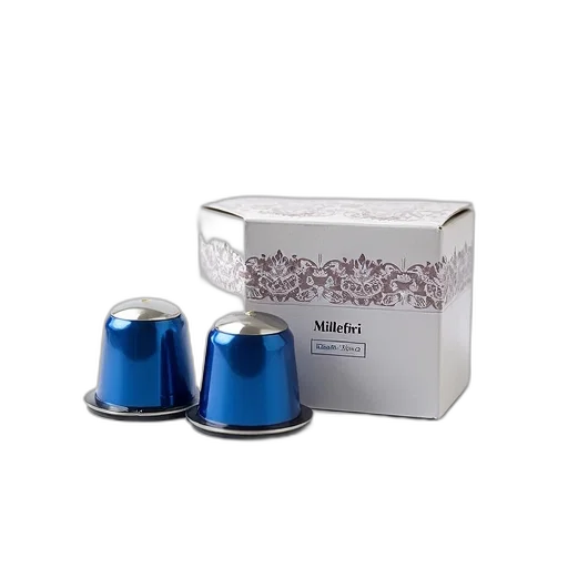jewelry, blue, box, millefiori, coffee, capsules, displayed, white transparent PNG cut-out