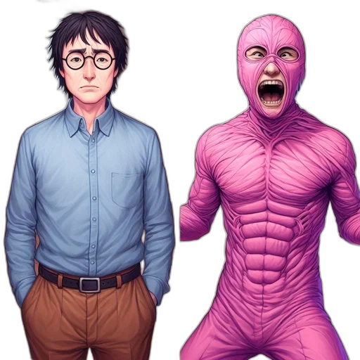 creature, mask, animal, comic book art, concept art, cartoon, 3d render, two transparent PNG cut-out