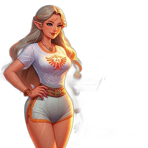 dress, fantasy art, concept art, comic book art, pixel art, golden, animated, character transparent PNG cut-out